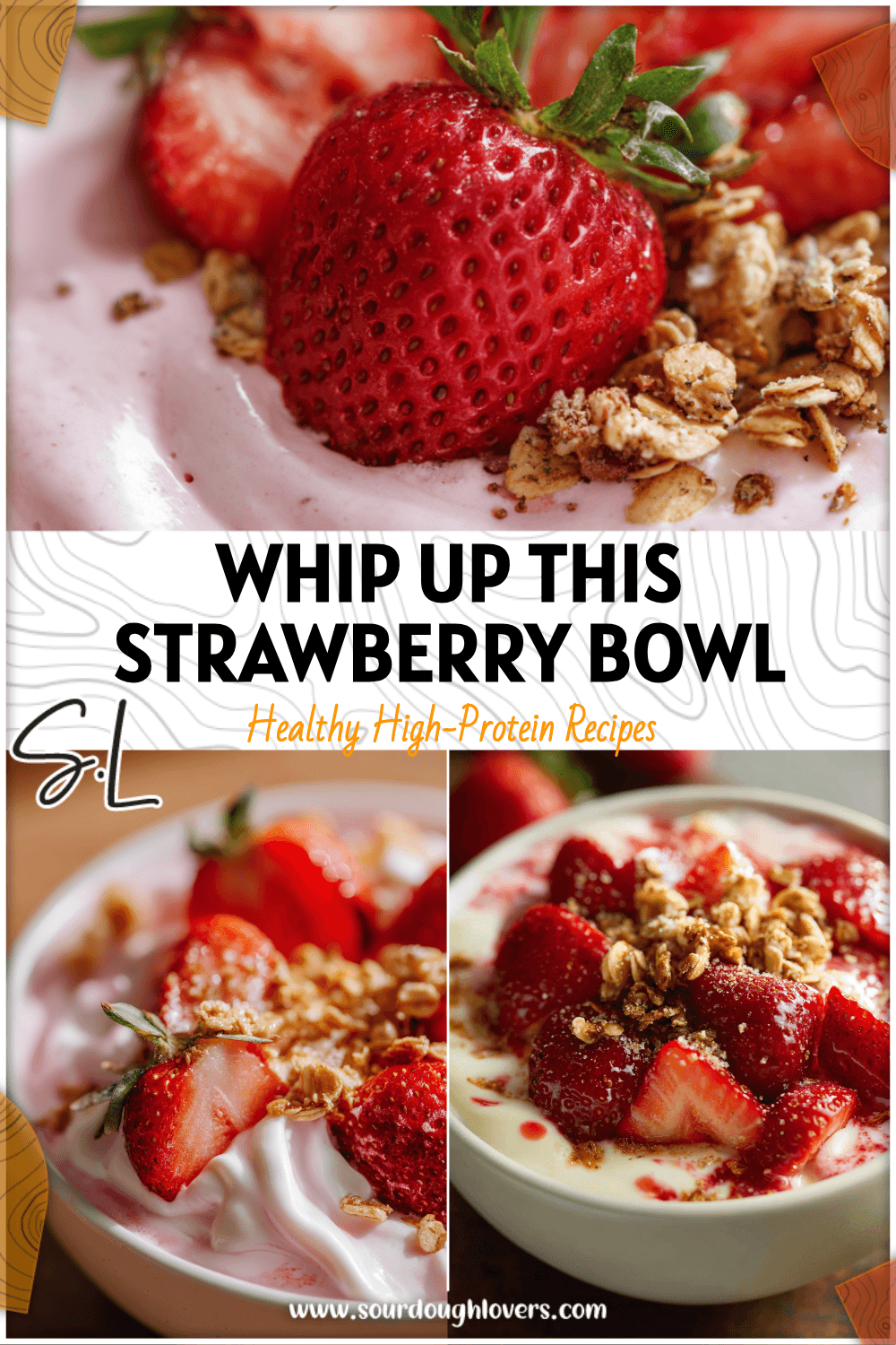 Creamy strawberry cheesecake bowl topped with fresh berries and granola for a healthy sweet meal. 26